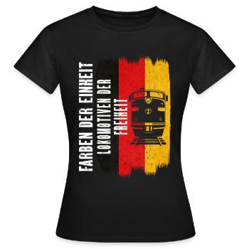 FARBEN DER FREIHEIT LOKOMOTIVEN DER EINHEIT - Frauen T-Shirt - Schwarz - Vorne - AI Model Female 172 dark (172cm)
