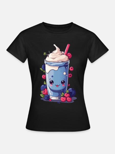 Baies Milkshake Fun Kawaii Anime Design - T-shirt Femme - noir