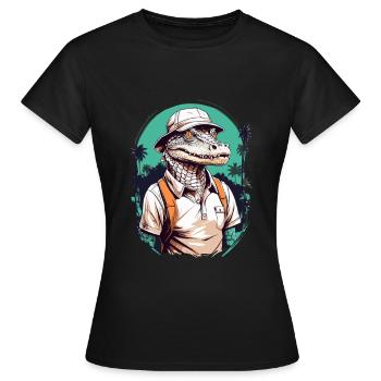 Golfer Krokodil Golfspieler Design Streetwear - Frauen T-Shirt - Schwarz - Vorne - AI Model Female 172 dark (172cm)