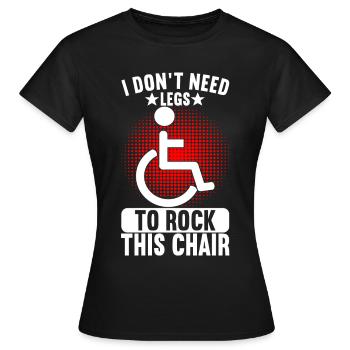 Personnes en fauteuil roulant Fauteuil roulant - T-shirt Femme - noir - Devant - AI Model Female 172 dark (172cm)
