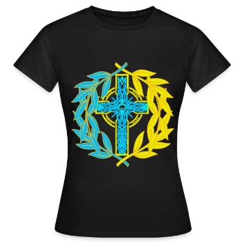 Ukraine Croix Crucifix Croix - T-shirt Femme - noir - Devant - AI Model Female 172 dark (172cm)