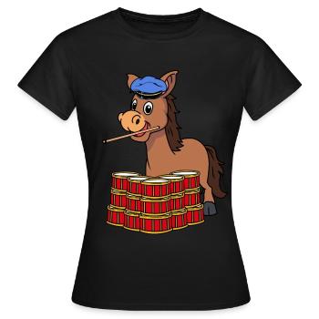 Batteur, Âne, Tambour, Musicien, Musique Tambour - T-shirt Femme - noir - Devant - AI Model Female 172 dark (172cm)