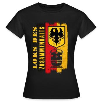 Eisenbahn LOKS DER ZUSAMMENHALT - Frauen T-Shirt - Schwarz - Vorne - AI Model Female 172 dark (172cm)