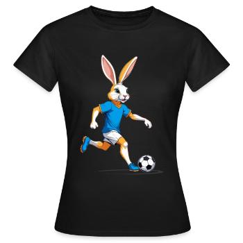Lapin de Pâques Joueur de Football Design de Football de Pâques - T-shirt Femme - noir - Devant - AI Model Female 172 dark (172cm)