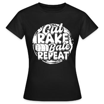 Farmer Straw Bale Cut Rake Bale Repeat - Women's T-Shirt - black - Front - AI Model Female 172 dark (172cm)