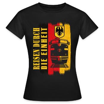 Eisenbahn REISEN DRUCH DIE EINHEIT - Frauen T-Shirt - Schwarz - Vorne - AI Model Female 172 dark (172cm)