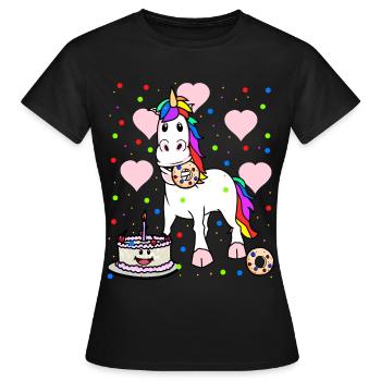 Unicorn Birthday Birthday Greetings Kid Kids - Women's T-Shirt - black - Front - AI Model Female 172 dark (172cm)