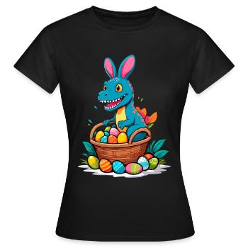Dinosaure de Pâques emblématique Dinosaure lapin de Pâques - T-shirt Femme - noir - Devant - AI Model Female 172 dark (172cm)