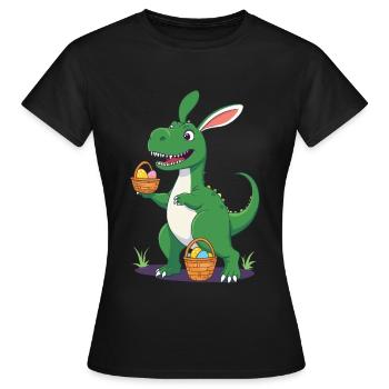 Dinosaure de Pâques emblématique Dinosaure lapin de Pâques - T-shirt Femme - noir - Devant - AI Model Female 172 dark (172cm)