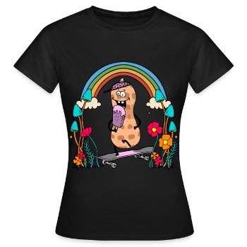 Erdnuss Kind Jugendlicher Skater Eiskrem Sommer - Frauen T-Shirt - Schwarz - Vorne - AI Model Female 172 dark (172cm)