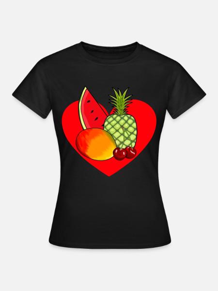 Obst Früchte Geschenkidee Vegetarisch - Frauen T-Shirt - Schwarz