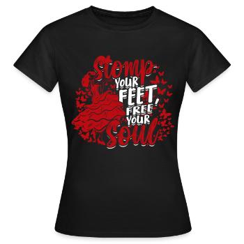 Flamenco Stomp your feet free your soul - Frauen T-Shirt - Schwarz - Vorne - AI Model Female 172 dark (172cm)