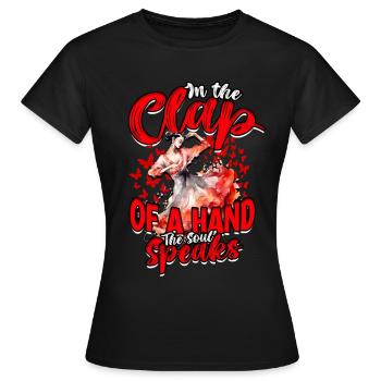 Flamenco dans le claquement d’une main L’âme parle - T-shirt Femme - noir - Devant - AI Model Female 172 dark (172cm)