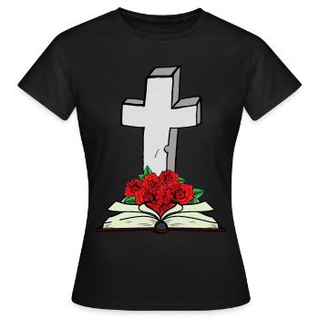 Croix Bible Livre Jésus Dieu Résurrection Mort - T-shirt Femme - noir - Devant - AI Model Female 172 dark (172cm)