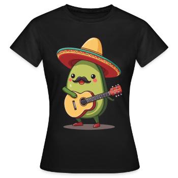 Avocado Mexican Mariachi Guitar Fiesta - Women's T-Shirt - black - Front - AI Model Female 172 dark (172cm)