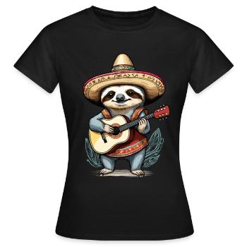 Sloth, Mariachi, Mexico, Music, Fiesta - Women's T-Shirt - black - Front - AI Model Female 172 dark (172cm)