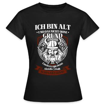 Wikinger Tshirt Viking Valhalla Walhalla Gott Odin - Frauen T-Shirt - Schwarz - Vorne - AI Model Female 172 dark (172cm)