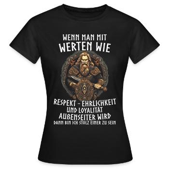 Wikinger Tshirt Viking Valhalla Walhalla Gott Odin - Frauen T-Shirt - Schwarz - Vorne - AI Model Female 172 dark (172cm)