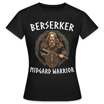 Wikinger Tshirt Viking Valhalla Walhalla Gott Odin - Frauen T-Shirt - Schwarz - Vorne - AI Model Female 172 dark (172cm)