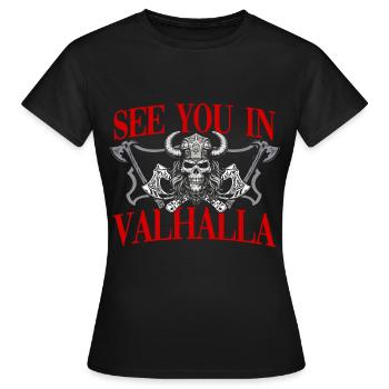 Wikinger Tshirt Viking Valhalla Walhalla Gott Odin - Frauen T-Shirt - Schwarz - Vorne - AI Model Female 172 dark (172cm)