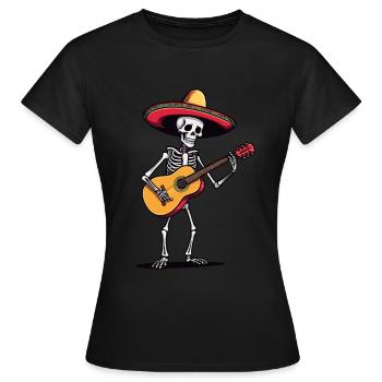 Mexican Mariachi Guitar Skeleton Fiesta - Women's T-Shirt - black - Front - AI Model Female 172 dark (172cm)
