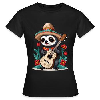 Sloth Mexican Mariachi Guitar Fiesta - Women's T-Shirt - black - Front - AI Model Female 172 dark (172cm)