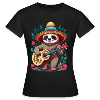 Paresseux, Mariachi, Mexique, Musique, Fiesta - T-shirt Femme - noir - Devant - AI Model Female 172 dark (172cm)