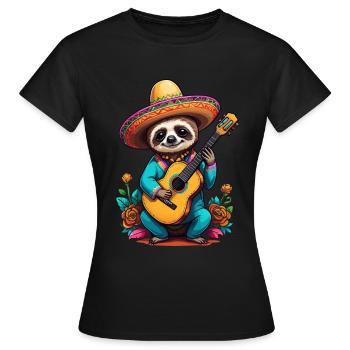 Paresseux Guitariste mariachi mexicain - T-shirt Femme - noir - Devant - AI Model Female 172 dark (172cm)