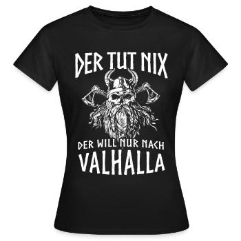 Wikinger Tshirt Viking Valhalla Walhalla Gott Odin - Frauen T-Shirt - Schwarz - Vorne - AI Model Female 172 dark (172cm)