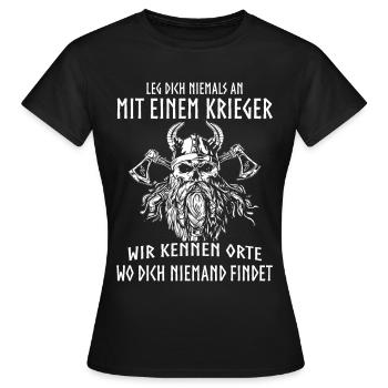 Wikinger Tshirt Viking Valhalla Walhalla Gott Odin - Frauen T-Shirt - Schwarz - Vorne - AI Model Female 172 dark (172cm)