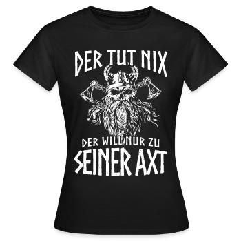 Wikinger Tshirt Viking Valhalla Walhalla Gott Odin - Frauen T-Shirt - Schwarz - Vorne - AI Model Female 172 dark (172cm)