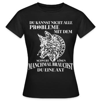 Wikinger Tshirt Viking Valhalla Walhalla Gott Odin - Frauen T-Shirt - Schwarz - Vorne - AI Model Female 172 dark (172cm)