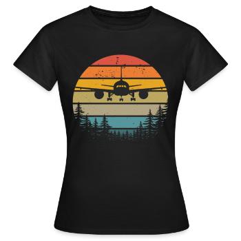 Airplane Tshirt Men's Helicopter Pilot Airplane - Women's T-Shirt - black - Front - AI Model Female 172 dark (172cm)