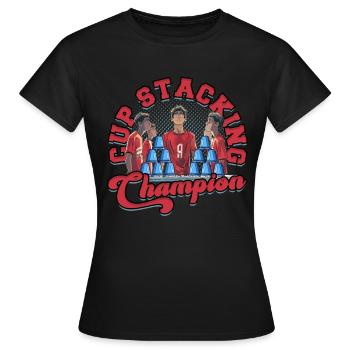 Champion de l’empilement de gobelets - T-shirt Femme - noir - Devant - AI Model Female 172 dark (172cm)