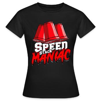 Empilage de gobelets Speed Stack Maniac - T-shirt Femme - noir - Devant - AI Model Female 172 dark (172cm)