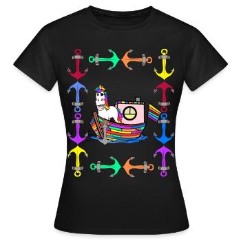Licornes arc-en-ciel Drapeau arc-en-ciel LGBT - T-shirt Femme - noir - Devant - AI Model Female 172 dark (172cm)