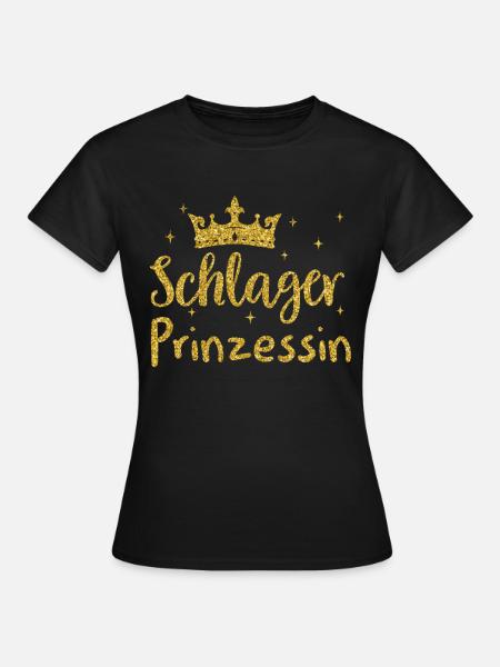 Schlager Tshirt Damen Schlagerparty Kostüm Party - Frauen T-Shirt - Schwarz
