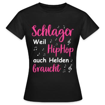 Schlager Tshirt Damen Schlagerparty Kostüm Party - Frauen T-Shirt - Schwarz - Vorne - AI Model Female 172 dark (172cm)