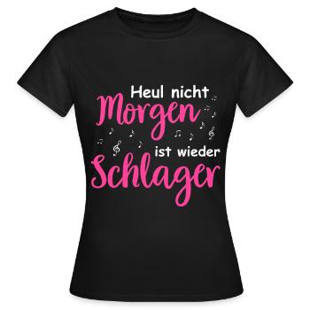 Schlager Tshirt Damen Schlagerparty Kostüm Party - Frauen T-Shirt - Schwarz - Vorne - AI Model Female 172 dark (172cm)