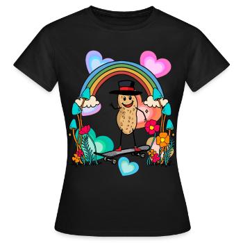 Peanut Peanuts Rainbow Hearts Birthday - Women's T-Shirt - black - Front - AI Model Female 172 dark (172cm)