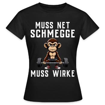 Gym Tshirt Lustig Fitness Workout Fitnessstudio - Frauen T-Shirt - Schwarz - Vorne - AI Model Female 172 dark (172cm)