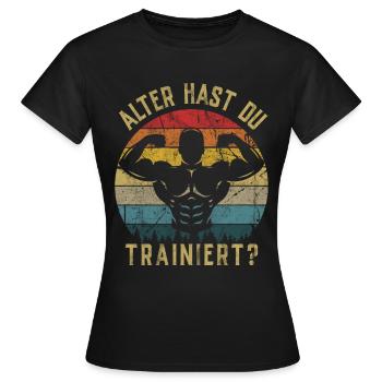Gym Tshirt Lustig Fitness Workout Fitnessstudio - Frauen T-Shirt - Schwarz - Vorne - AI Model Female 172 dark (172cm)