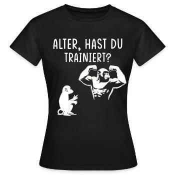 Gym Tshirt Lustig Fitness Workout Fitnessstudio - Frauen T-Shirt - Schwarz - Vorne - AI Model Female 172 dark (172cm)