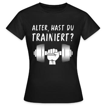 Gym Tshirt Funny Fitness Workout Gym - Women's T-Shirt - black - Front - AI Model Female 172 dark (172cm)
