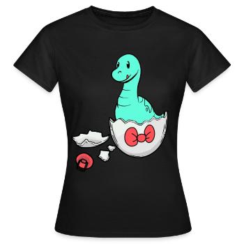 Dino Baby Naissance Coquille d’oeuf de grossesse - T-shirt Femme - noir - Devant - AI Model Female 172 dark (172cm)