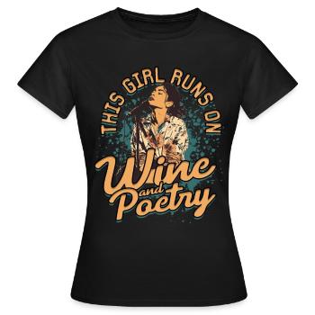 Poetry Slam Cette fille carbure au vin et à la poésie - T-shirt Femme - noir - Devant - AI Model Female 172 dark (172cm)