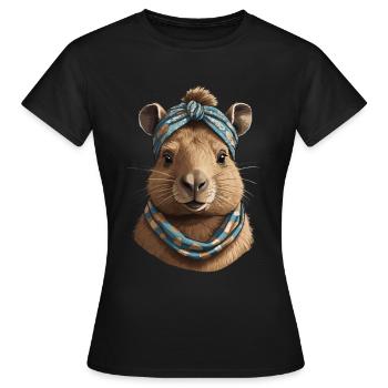 Drôle Capymama Capybara Maman - T-shirt Femme - noir - Devant - AI Model Female 172 dark (172cm)