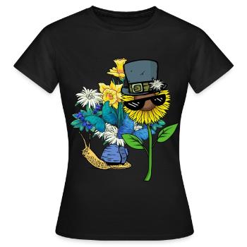 Escargot, Coquille D’escargot, Nature, Printemps, Fleurs - T-shirt Femme - noir - Devant - AI Model Female 172 dark (172cm)