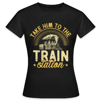 Take him to Train Lover Railway Station - Women's T-Shirt - black - Front - AI Model Female 172 dark (172cm)