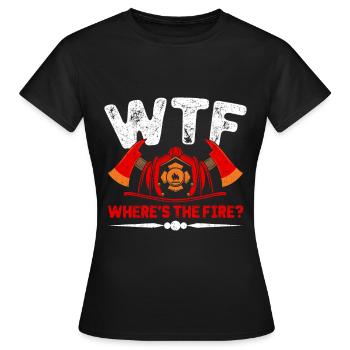 Où est le pompier, pompier, pompier - T-shirt Femme - noir - Devant - AI Model Female 172 dark (172cm)